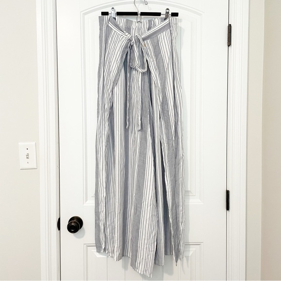 Turquoise Couture Blue and White Stripe Wide Leg Beach Coverup Pants Size Small - Picture 2 of 9